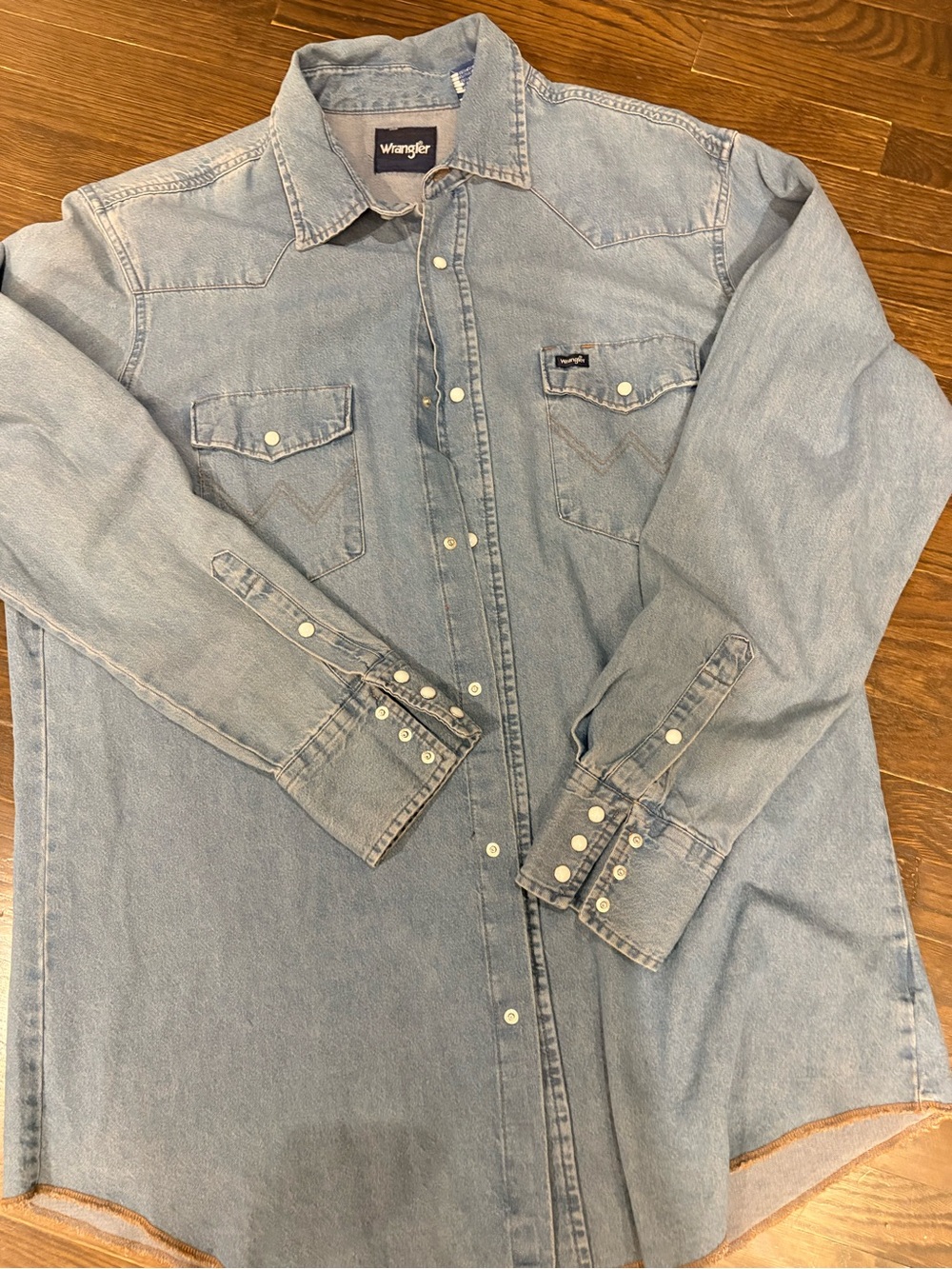 Wrangler Light Blue Denim Western Button-Down Shirt
